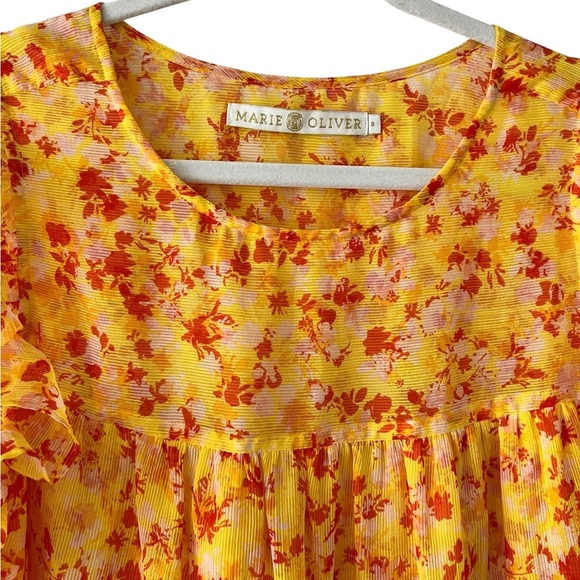 Marie Oliver Sailor Dress, Yellow Floral. Looks NEW! Ruffle  cap sleeves. - Picture 7 of 13